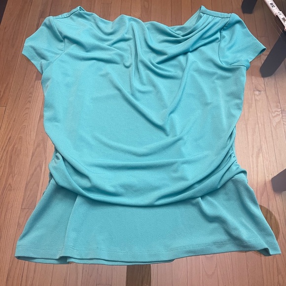 Ann Taylor Teal Drape Neck Blouse - Picture 6 of 7